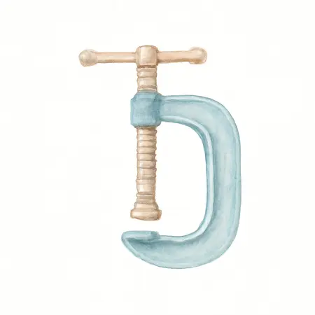 Water color illustrative image of a generic 1 in. C-Clamp