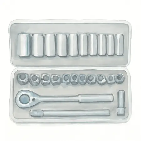 Water color illustrative image of a generic 1 in. Drive SAE Jumbo Socket Set, 21 Pc.