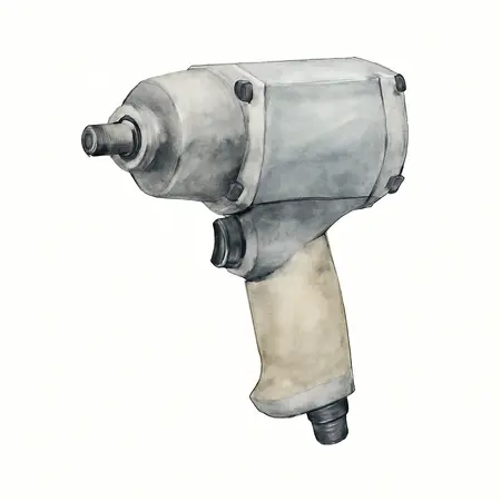 Water color illustrative image of a generic 1 in. Pistol Grip Air Impact Wrench, Twin Hammer, 1500 ft. lbs.