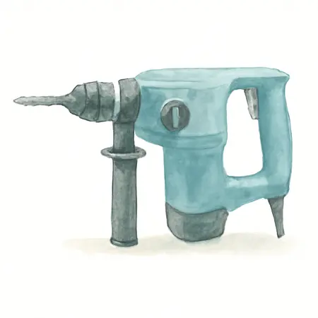 Water color illustrative image of a generic 7.3 Amp 1 in. SDS-PLUS Type Variable Speed Rotary Hammer