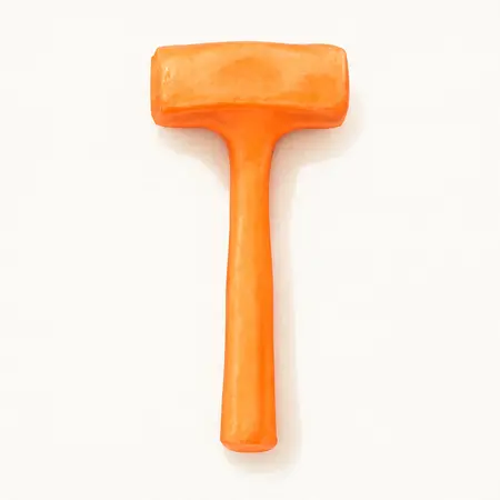 Water color illustrative image of a generic 1 lb. Neon Orange Dead Blow Hammer