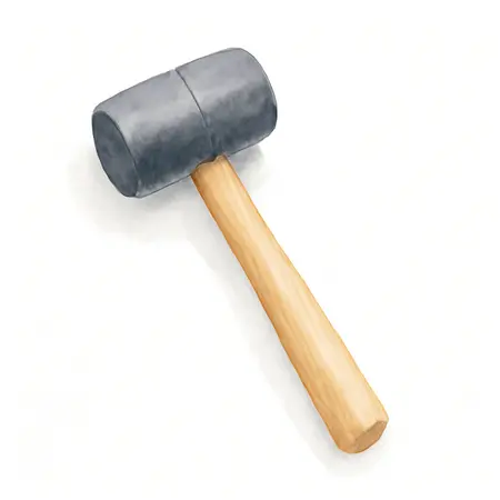 Water color illustrative image of a generic 1 lb. Rubber Mallet