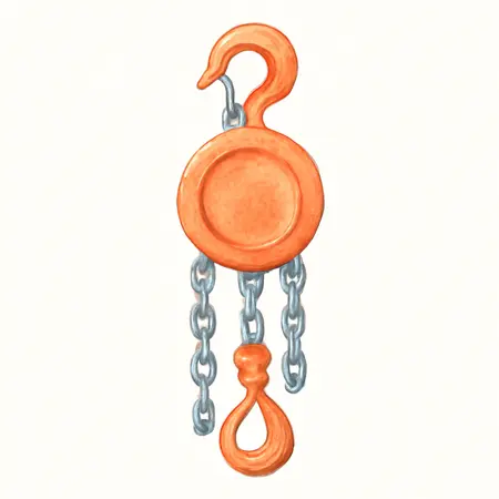 Water color illustrative image of a generic 1 ton Manual Chain Hoist