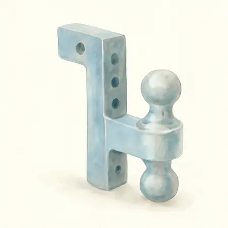 Water color illustrative image of a generic 2-Ball Adjustable Aluminum Hitch, 6 in. Drop / 6 in. Rise