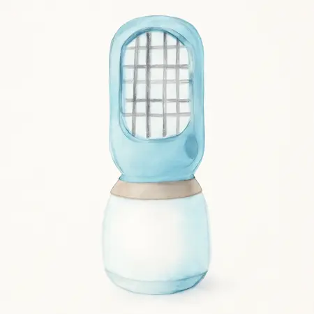 Water color illustrative image of a generic 2-In-1 Rechargeable Camping Lantern and Bug Zapper