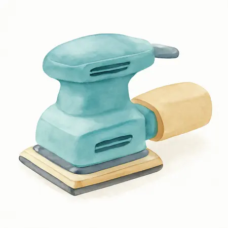 Water color illustrative image of a generic 2.2 Amp Orbital 1/4 Sheet Sander