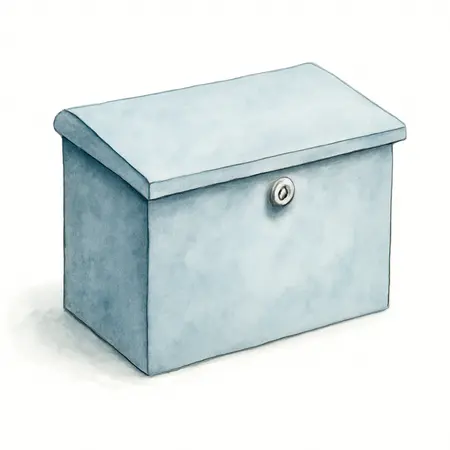 Water color illustrative image of a generic 2.31 cu. ft. Steel Trailer Tongue Box