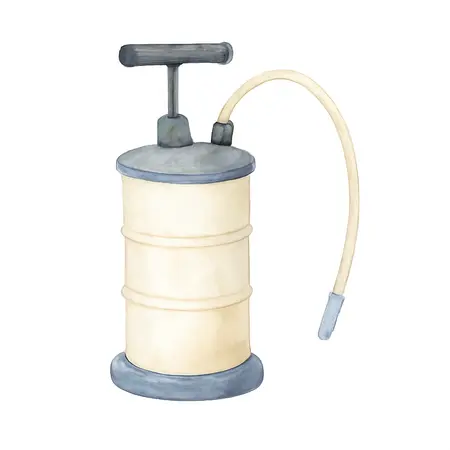 Water color illustrative image of a generic 2.3 gallon Manual Fluid Extractor