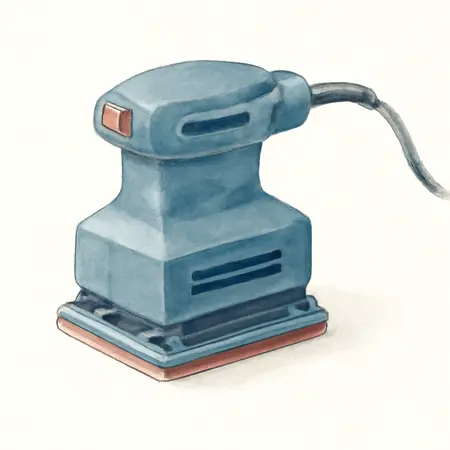 Water color illustrative image of a generic 2.4  Amp Orbital 1/4 Sheet Sander with Soft Start