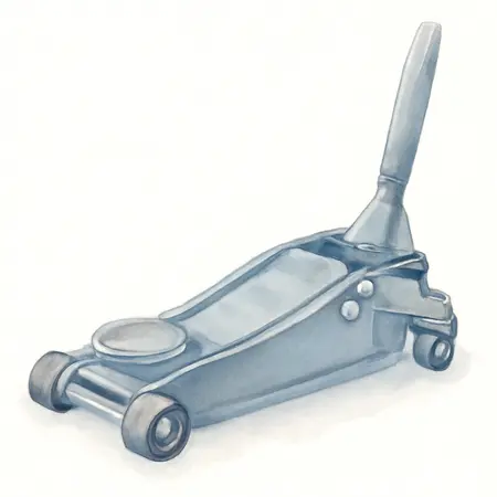 Water color illustrative image of a generic PITTSBURGH 2.5 ton Low-Profile Aluminum Racing Floor Jack with RAPID PUMP