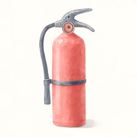 Water color illustrative image of a generic 2.75 lbs. Marine Fire Extinguisher