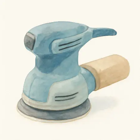 Water color illustrative image of a generic 2.8 Amp, 5 in. Random Orbital Palm Sander