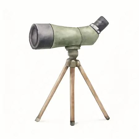 Water color illustrative image of a generic 20-60 x 60mm Spotting Scope with Tripod