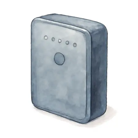 Water color illustrative image of a generic 2000 Peak Amp Lithium-Ion Jump Starter and Power Bank