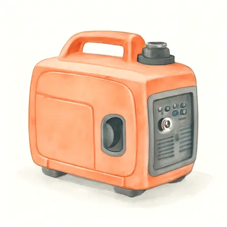 Water color illustrative image of a generic 2000 Watt SUPER QUIET Inverter Generator with CO SECURE Technology