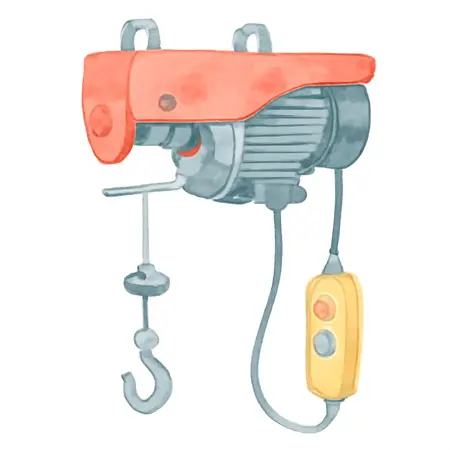 Water color illustrative image of a generic 2000 lb. Electric Hoist with Remote Control