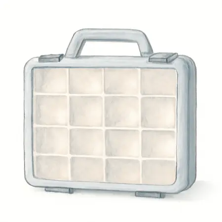 Water color illustrative image of a generic 20 Bin Medium Portable Parts Storage Case