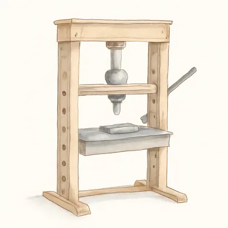 Water color illustrative image of a generic 20 Ton H-Frame Floor Shop Press