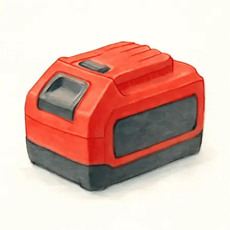 Water color illustrative image of a generic 20V 12 Ah High-Capacity Lithium-Ion Battery