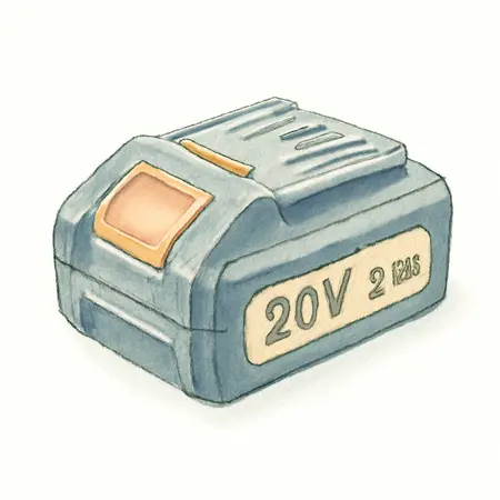 Water color illustrative image of a generic 20V 1.5 Ah Lithium-Ion Compact Battery