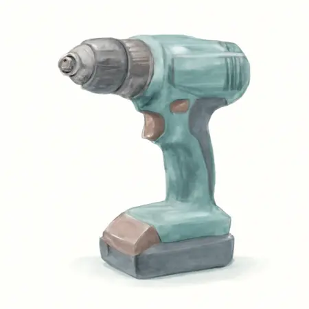 Water color illustrative image of a generic 20V, 2-Tool Cordless Drill and Impact Driver Kit with (2) 1.5 Ah Batteries and Charger