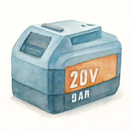 Water color illustrative image of a generic 20V 5 Ah Extended Performance Lithium-Ion Battery