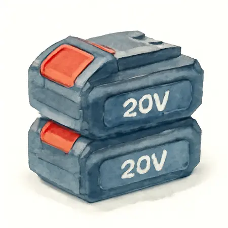 Water color illustrative image of a generic 20V 5 Ah Extended-Performance Lithium-Ion Battery Bundle, 2-Pack