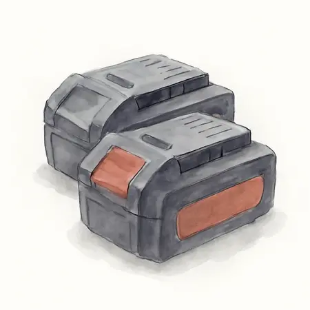 Water color illustrative image of a generic 20V 5 Ah High-Capacity Lithium-Ion Battery Bundle, 2-Pack
