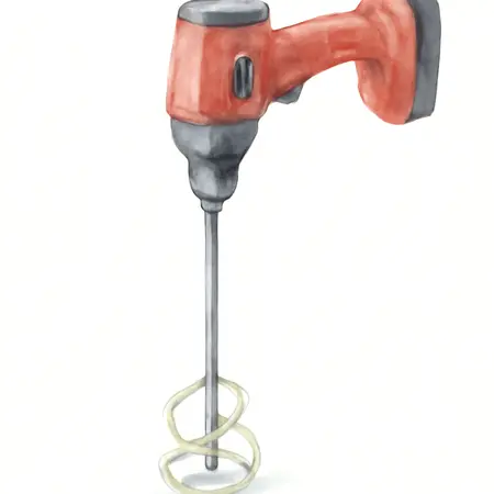 Water color illustrative image of a generic 20V Brushless Cordless 1/2 in. Mud Mixer, Tool Only