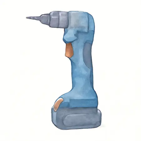 Water color illustrative image of a generic 20V Brushless Cordless 1/2 in. Variable Speed Right Angle Drill - Tool Only