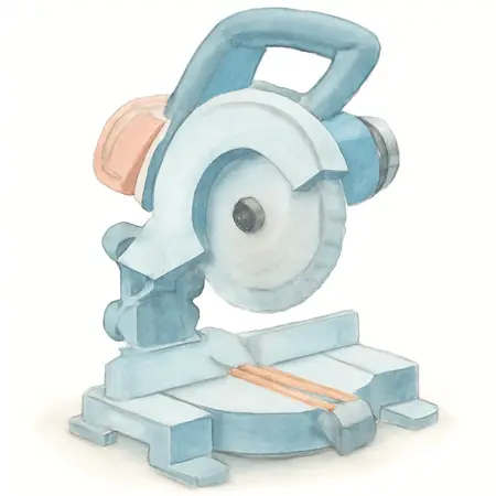 Water color illustrative image of a generic 20V Brushless Cordless 7-1/4 in. Single Bevel Sliding Miter Saw - Tool Only