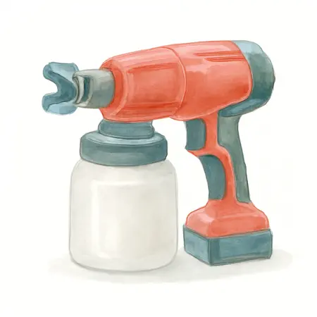 Water color illustrative image of a generic 20V Cordless Handheld Airless Sprayer