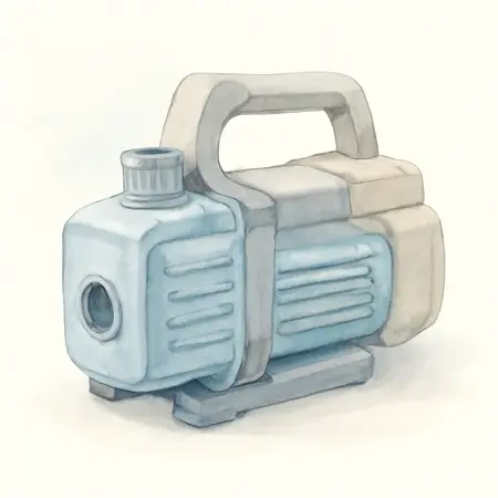 Water color illustrative image of a generic 20V Lithium-Ion Brushless Cordless 2-Stage Vacuum Pump - Tool Only