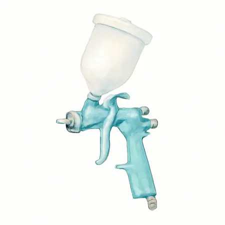 Water color illustrative image of a generic 20 oz. HVLP Gravity Feed Air Spray Gun