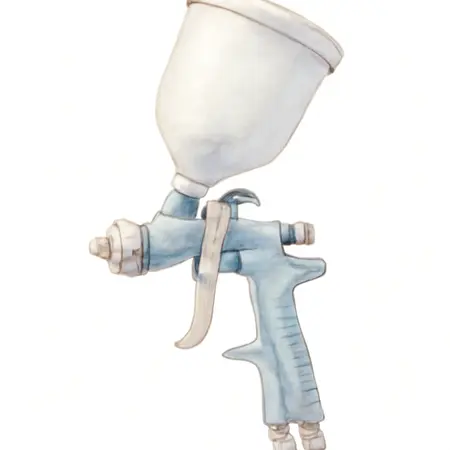 Water color illustrative image of a generic 20 oz.  Professional HVLP Gravity Feed Air Spray Gun