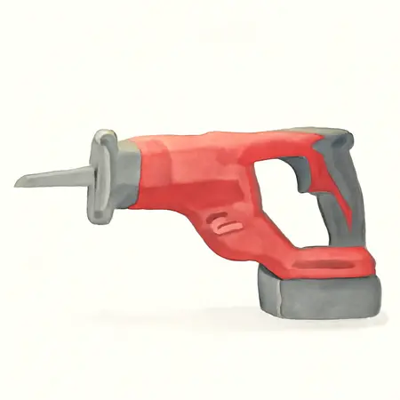 Water color illustrative image of a generic 20v Brushless Cordless Reciprocating Saw - Tool Only
