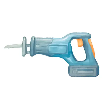 Water color illustrative image of a generic 20V Cordless Reciprocating Saw - Tool Only