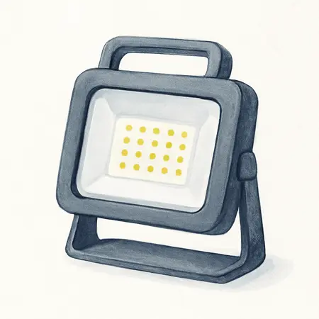 Water color illustrative image of a generic 2100 Lumen LED Rechargeable Magnetic Compact Floodlight, Black