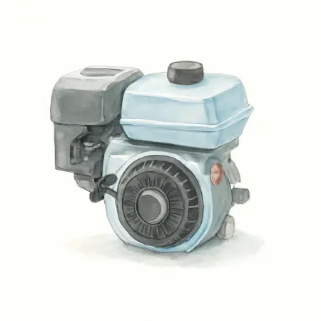 Water color illustrative image of a generic 212cc GHOST™ OHV Horizontal Shaft Kart Racing Engine