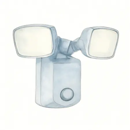 Water color illustrative image of a generic 2150 Lumen Dual Head Hardwired LED Security Light