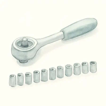Water color illustrative image of a generic 1/4 in. Drive Metric Socket Set, 21 Piece