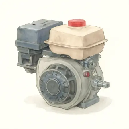 Water color illustrative image of a generic 22 HP (670cc) V-Twin Horizontal Shaft Gas Engine, EPA