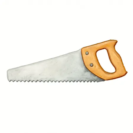 Water color illustrative image of a generic 22 In. Hand Saw with TPR Handle