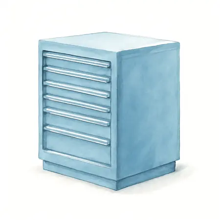 Water color illustrative image of a generic 22 in.  Professional End Cab, Blue