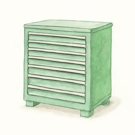Water color illustrative image of a generic 22 in.  Professional End Cab, Green