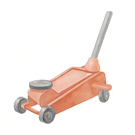 Water color illustrative image of a generic 22 Ton Air/Hydraulic Floor Jack