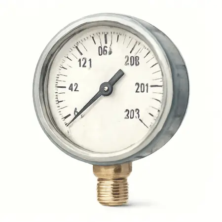 Water color illustrative image of a generic 230 PSI 1/4 in. NPT Filled Gauge