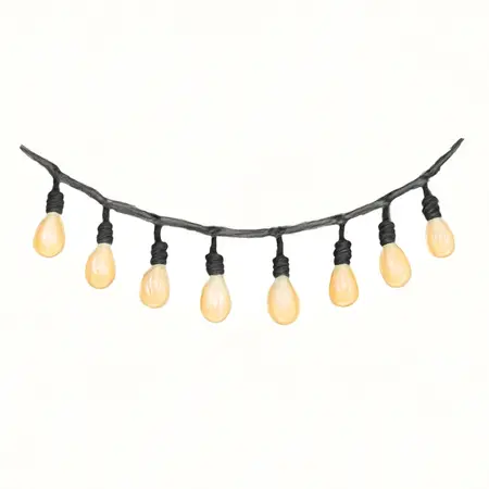 Water color illustrative image of a generic 24 ft., 12 Bulb Outdoor Incandescent String Lights, Black