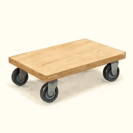 Water color illustrative image of a generic 24 in. x 16 in.  1000 lb.  Capacity Solid Deck Hardwood Dolly