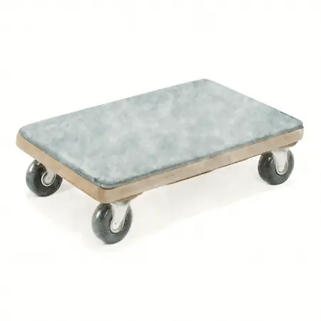 Water color illustrative image of a generic 24 in. x 16 in. 1000 lb. Capacity Solid Deck Hardwood Dolly with Carpet